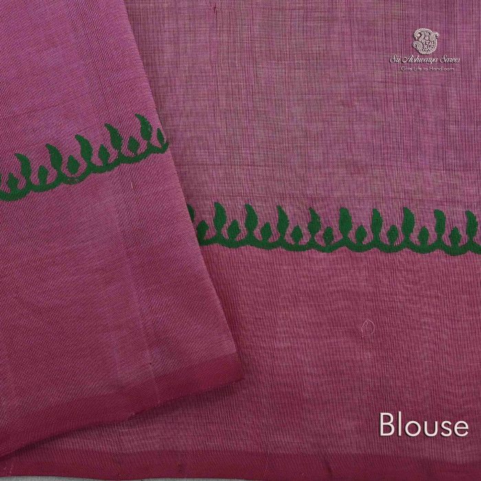 Silk Cotton Saree Printed –  Pista Green SASSC34332 - Image 4