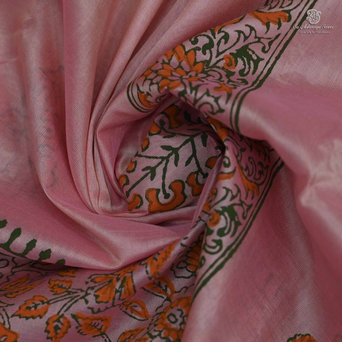 Silk Cotton Saree Printed –  Light Pink SASSC34333 - Image 2