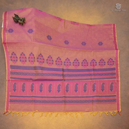 Rich Cotton Saree - Pinkish Orange SASC34347