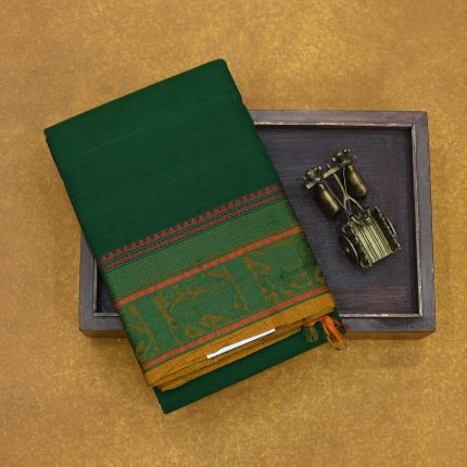 Kanchi Cotton Saree Dark Green SASC34507