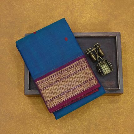Kanchi Cotton Saree Peacock Blue SASC34515
