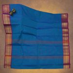 Kanchi Cotton Saree Peacock Blue SASC34515 - Image 3