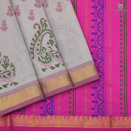 Semi Silk Cotton Printed Sarees –Beige SASPC34576