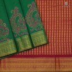 Semi Silk Cotton Printed Sarees – Dark Green SASPC34582