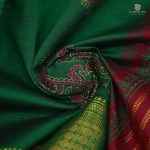 Semi Silk Cotton Printed Sarees – Dark Green SASPC34582 - Image 2