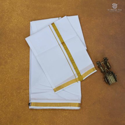 4 Muzham Dhoti - White SASD34696