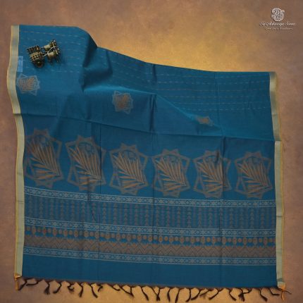 Rich Cotton Saree - Peacock Blue SASC34750