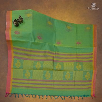 Rich Cotton Saree - Dual Shade Pastel Green SASC34775