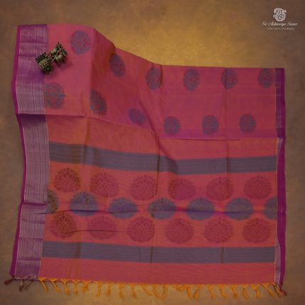 Rich Cotton Saree - Pinkish Orange SASC34794