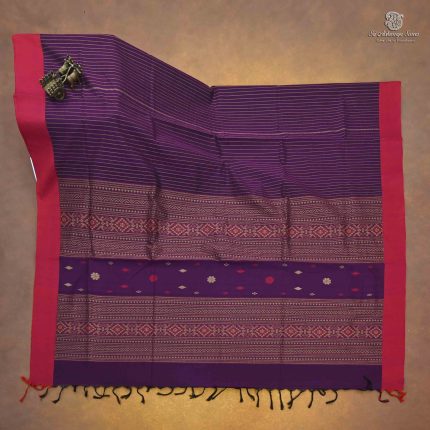 Rich Cotton Saree - Dark Violet SASC34991
