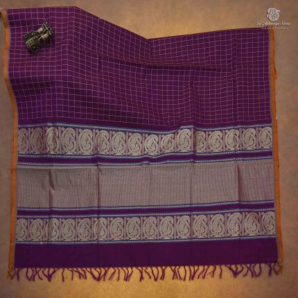 Rich Cotton Saree - Dark Violet SASC34993