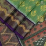Kora Silk Cotton Sarees - Moss Green SAS35105 - Image 3