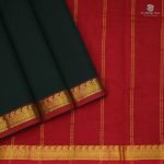 Silk Cotton Sarees Simple –Dark Bottle Green SAS35131 - Image 5