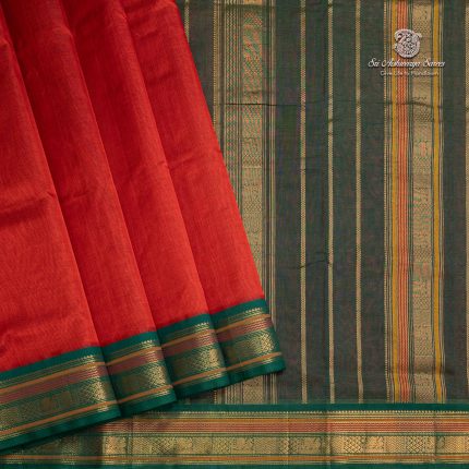 10 Yards Silk Cotton Sarees vaira oosi - Rust SASTS0035371