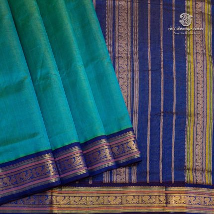 10 Yards Silk Cotton Sarees vaira oosi - Aqua Blue SASTS0035372