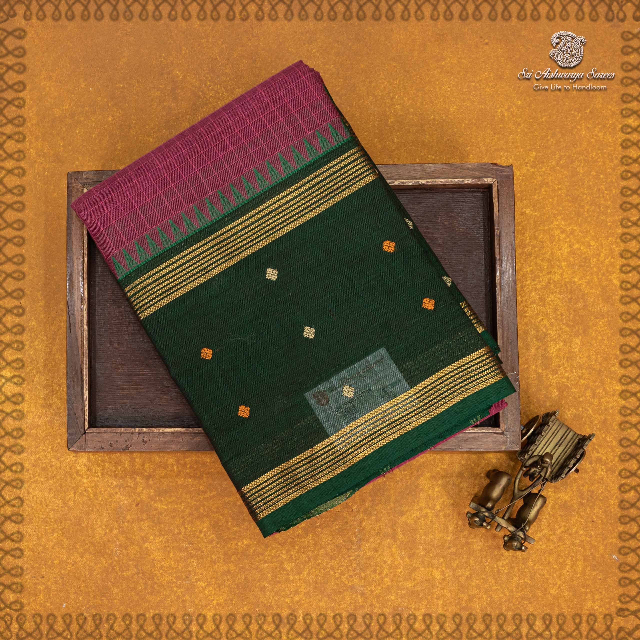 35467 Kanchi Cotton Saree - Dark Onion Pink SASC35467 - Image 1