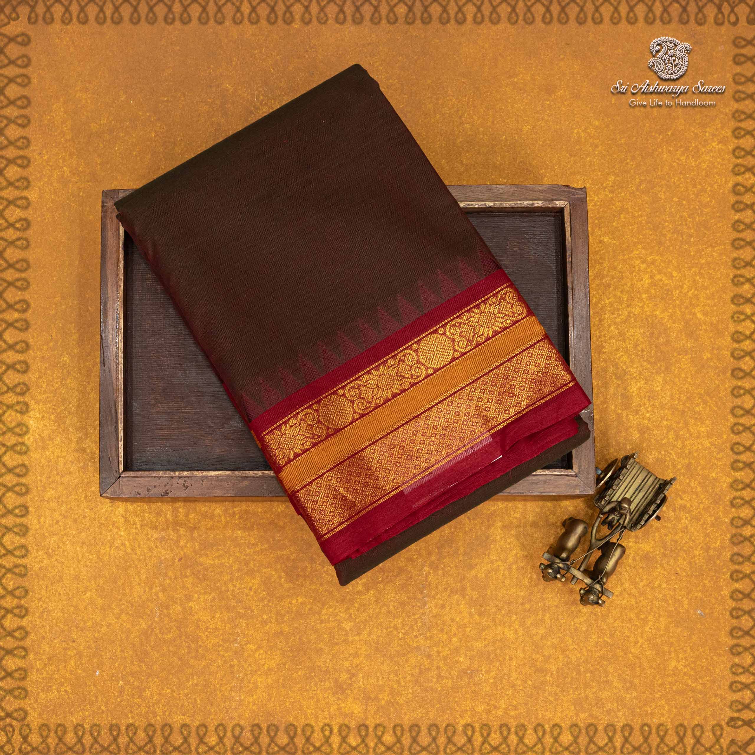 35476 Kanchi Cotton Saree - Dual shade Maroon with Green SASC35476 - Image 1