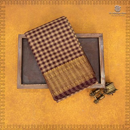 Chettinad Cotton Saree - Brown and Champagne SASC35496