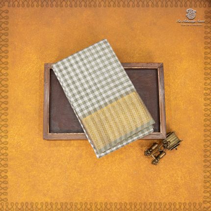 Chettinad Cotton Saree - Greenish Grey and White SASC35502