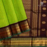Silk Cotton Sarees Korvai – Green and Yellow Checks SAS0035652
