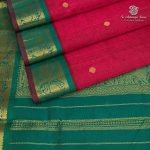 Silk Cotton Sarees Korvai – Vivid Burgundy SAS0035664 - Image 3
