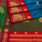 Silk Cotton Sarees Korvai – Peacock Blue SAS0035666 - Image 3