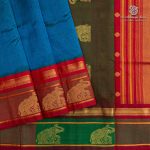 Silk Cotton Sarees Korvai – Peacock Blue SAS0035666