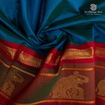 Silk Cotton Sarees Korvai – Peacock Blue SAS0035666 - Image 2