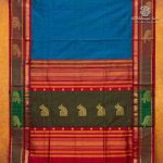 Silk Cotton Sarees Korvai – Peacock Blue SAS0035666 - Image 5