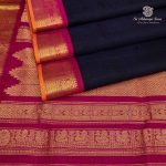 Silk Cotton Sarees Korvai – Dark Navy Blue SAS0035669 - Image 3
