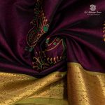 Silk Cotton Printed Sarees – Dark Wine SASSC0035683 - Image 2
