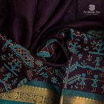 Silk Cotton Printed Sarees – Dark Jamun SASSC0035684 - Image 2