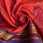 Silk Cotton Printed Sarees – Dark Peach SASSC0035698 - Image 2