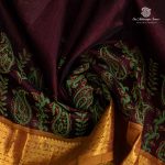 Silk Cotton Printed Sarees – Dark Brown SASSC0035707 - Image 2