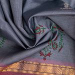 Silk Cotton Printed Sarees – Bluish Grey SASSC0035709 - Image 2