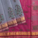 Silk Cotton Printed Sarees – Bluish Grey SASSC0035709