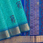 Silk Cotton Printed Sarees – Seafoam Green SASSC0035717