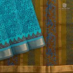 Semi Silk Cotton Printed Sarees – Aqua Blue SASPC35739