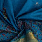 Semi Silk Cotton Printed Sarees – Teal Blue SASPC35742 - Image 2
