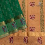 Semi Silk Cotton Printed Sarees – Fun Green SASPC35749