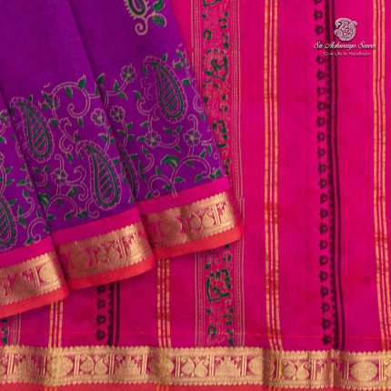 Semi Silk Cotton Printed Sarees – Dark Majenta SASPC35751