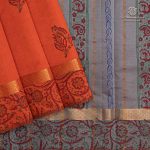Semi Silk Cotton Printed Sarees – Sunset Orange SASPC35754