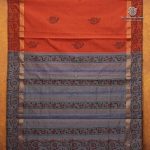 Semi Silk Cotton Printed Sarees – Sunset Orange SASPC35754 - Image 4
