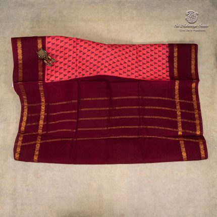 9 Yards Sungudi Cotton Saree - Faded Red SASTC0035770