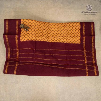 9 Yards Sungudi Cotton Saree - Turmeric SASTC0035771