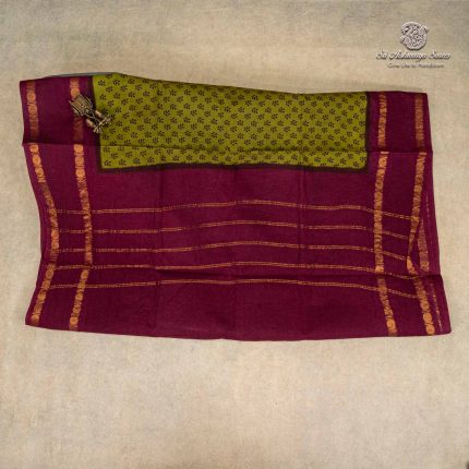 9 Yards Sungudi Cotton Saree - Mehandi Green SASTC0035777