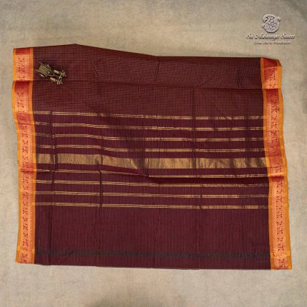 10 Yards Pure Cotton Sarees - Dark Brown SASTC0035782