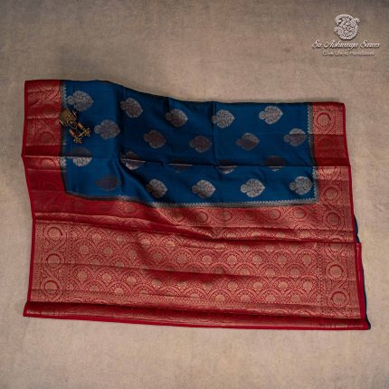 Tussar/Mango Silk - Dark Teal Blue SASMT0035946