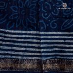 Pure Maheshwari Silk Sarees - Indigo Blue SASMS35959 - Image 3