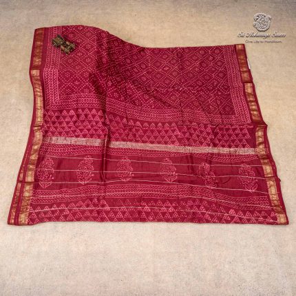 Pure Maheshwari Silk Sarees - Dark Burgundy SASMS36197